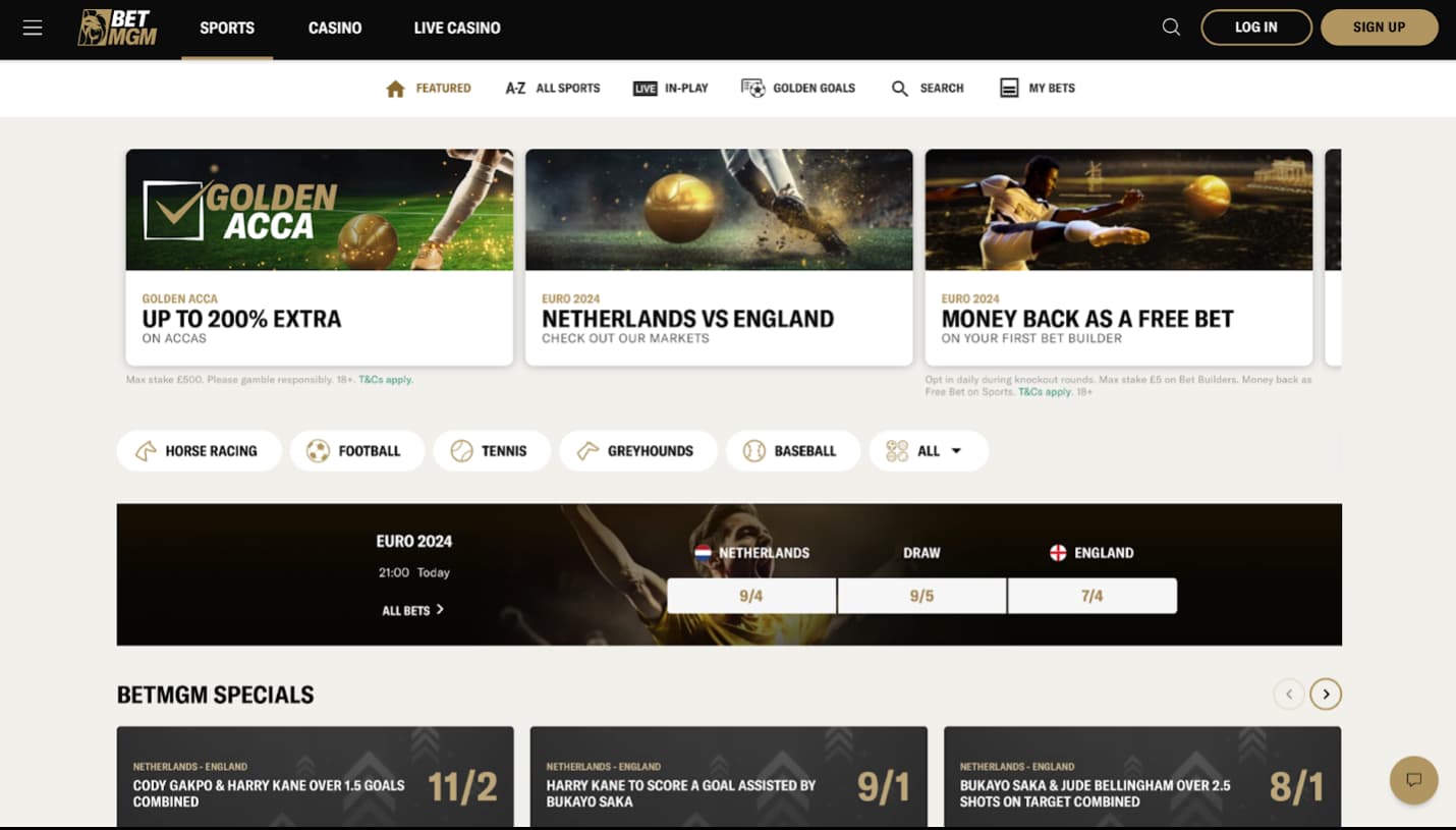 BetMGM front page