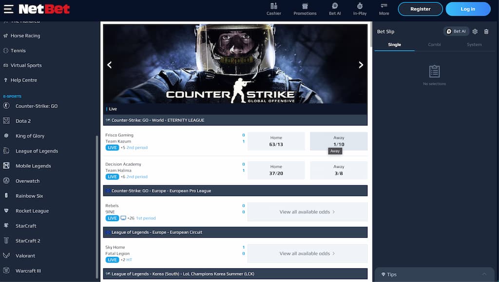 NetBet CSGO page