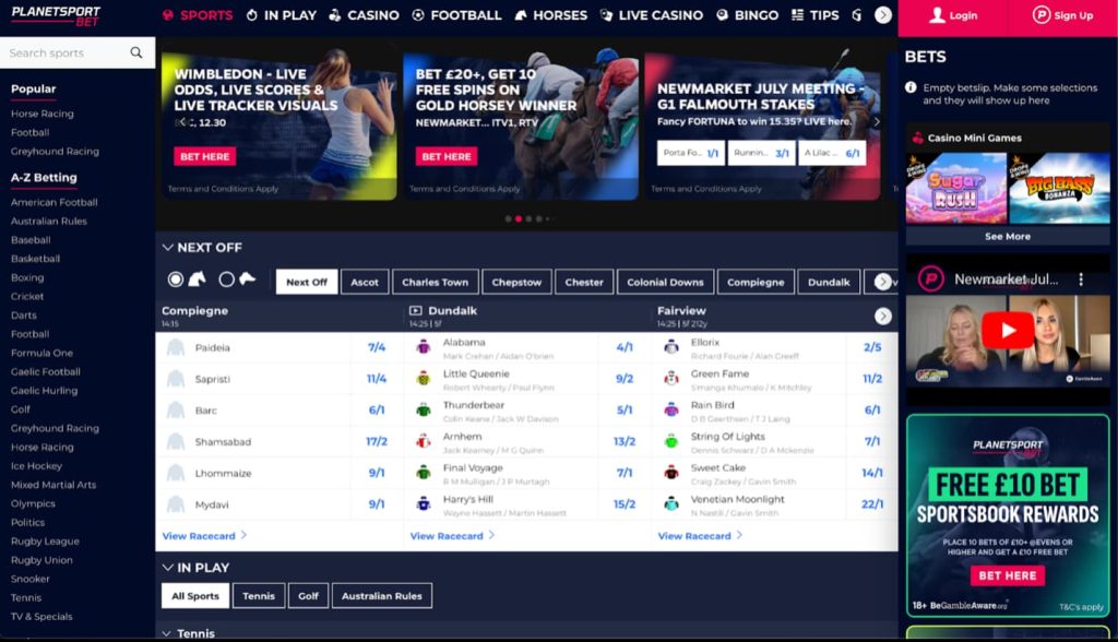 PlanetSportBet front page