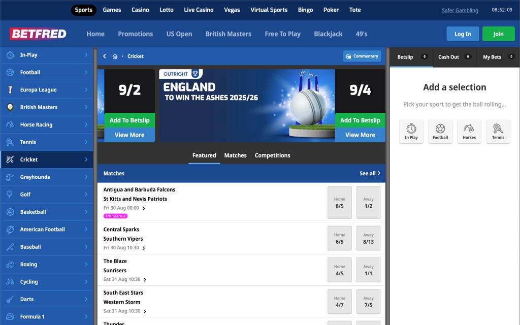 Betfred cricket