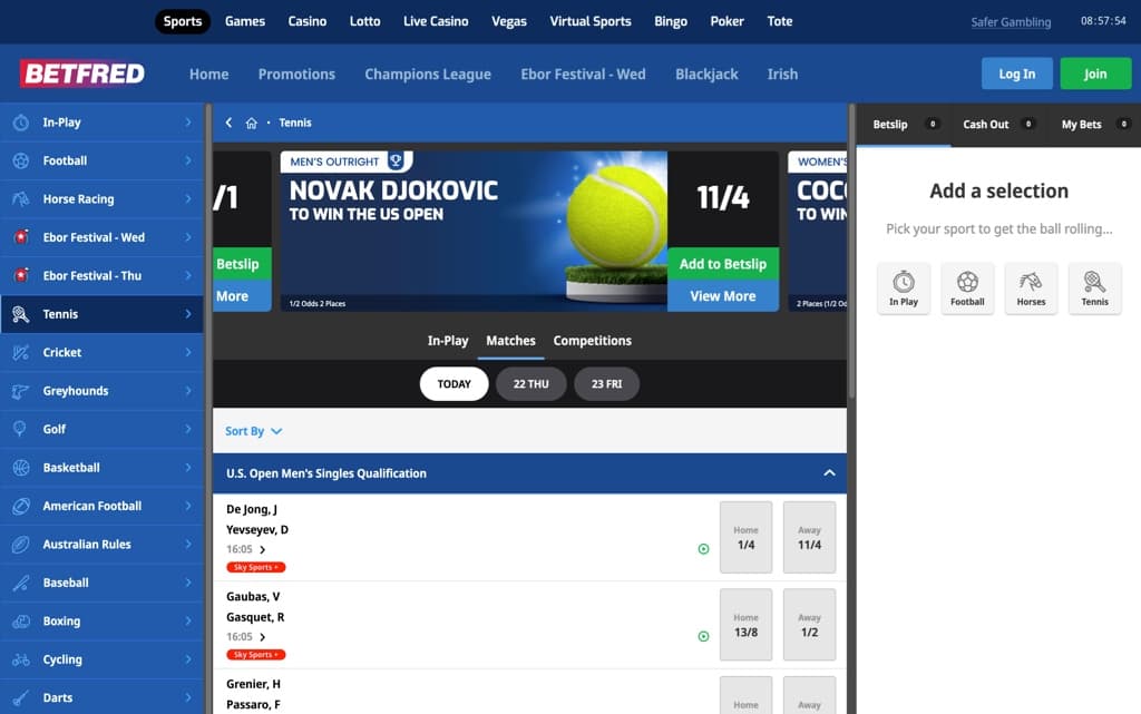 betfred tennis