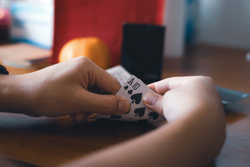 Person playing blackjack