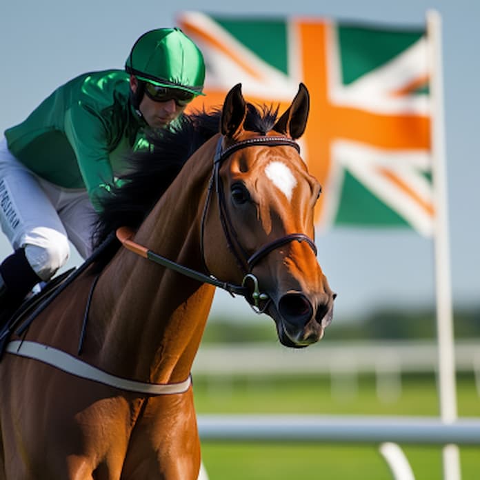 Horse with UK and Irish flag