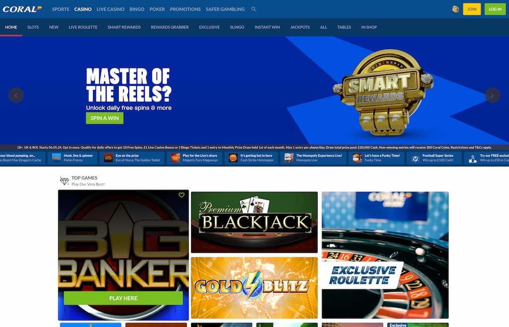 Coral casino front page