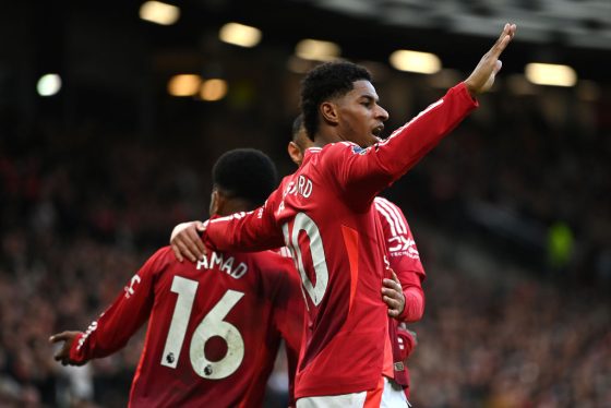 Manchester United Players Celebrating After Scoring in the Premier League