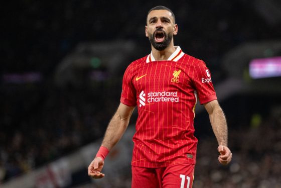 Liverpool Star Mohamed Salah, Who Is Leading the Premier League Golden Boot Race, Celebrating After Scoring a Goal