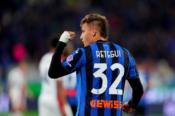 Atalanta Forward Mateo Retegui Celebrating After Scoring