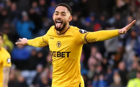 Premier League Star Matheus Cunha Celebrating After Scoring for Wolverhampton Wanderers