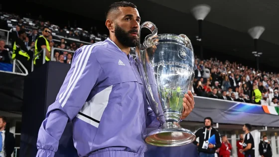 Real Madrid Icon Karim Benzema With the Champions League Trophy