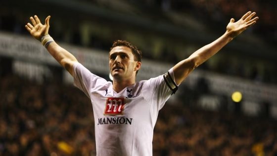 Robbie Keane, Who Scored 8 Goals on Boxing Day, Celebrating After Scoring for Tottenham Hotspur