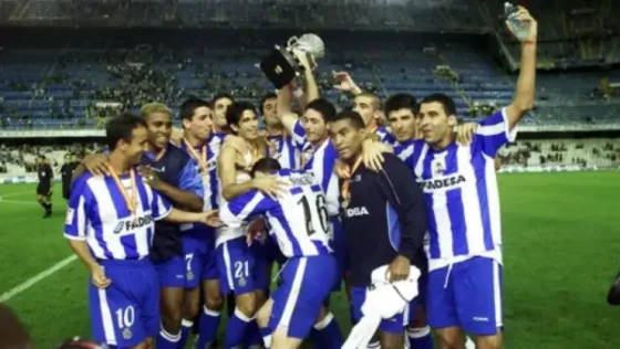 Deportivo La Coruna Players Celebrating After Winning Supercopa de Espana