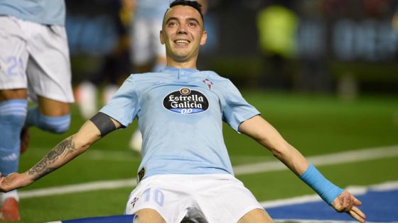 Iago Aspas Celebrating After Scoring a Goal for Celta Vigo