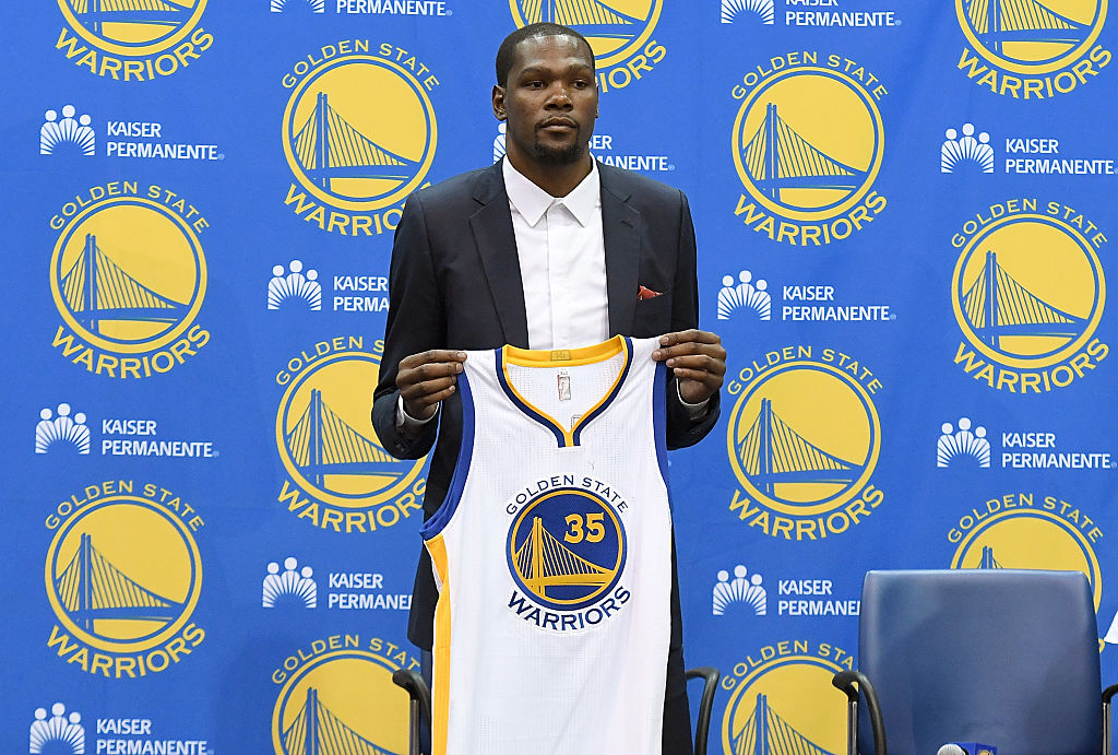 kevin durant in a warriors jersey