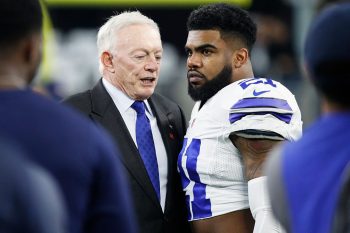 Jerry Jones (left) might regret giving Ezekiel Elliott a big-money contract when the bill comes due.