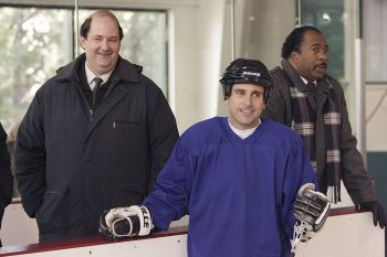 "Michael's Birthday" Episode 19: Brian Baumgartner as Kevin Malone, Steve Carell as Michael Scott and Leslie David Baker as Stanley Hudson