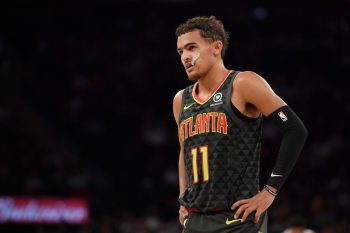 Atlanta Hawks' guard Trae Young about to shoot a foul shot.