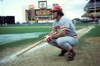 Pete Rose Warms Up At Shea Stadium