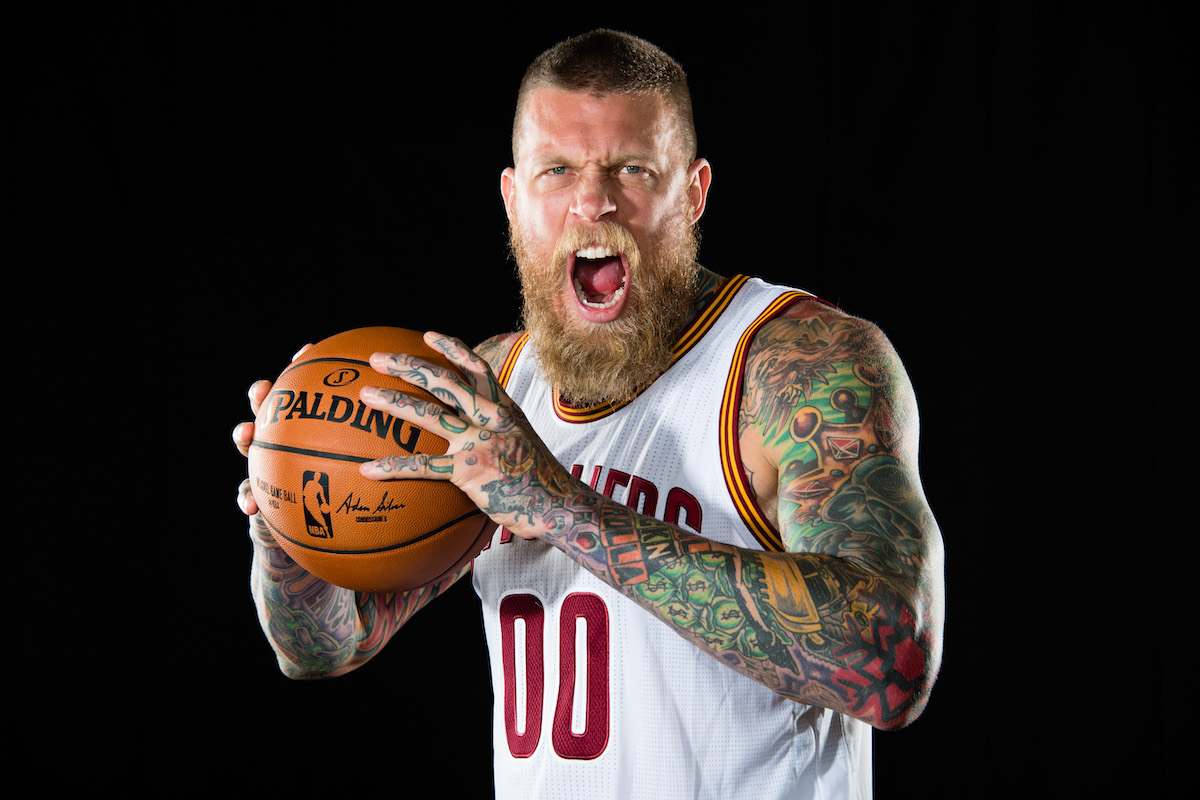 Chris 'Birdman' Andersen looks MASSIVE at NBA Summer League in Las Vegas &  now has head tattoos! 🦅 That's an NBA champion right there! 🏆