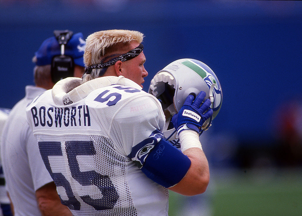 Brian Bosworth Signed Seattle Seahawks 16x20 Choke Tackle Photo