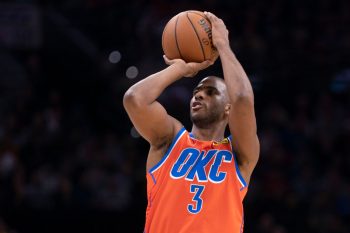 Chris Paul of the Oklahoma City Thunder shoots the ball