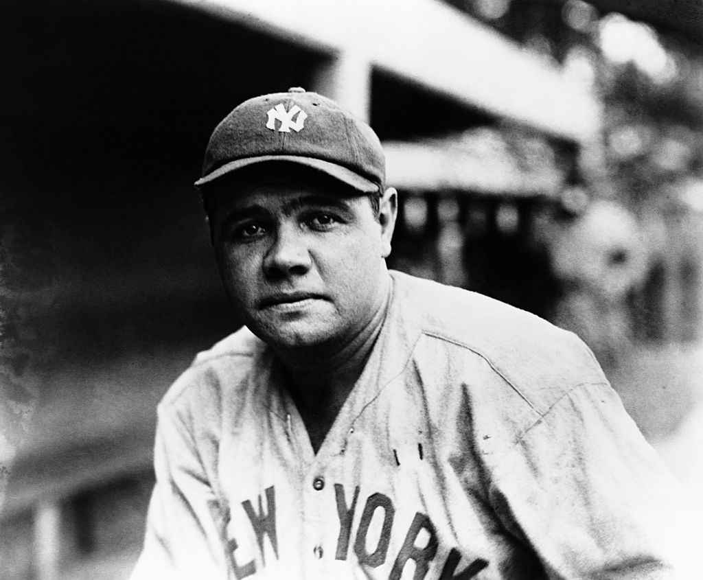 Babe Ruth in the New York Yankees Dugout at League Park in