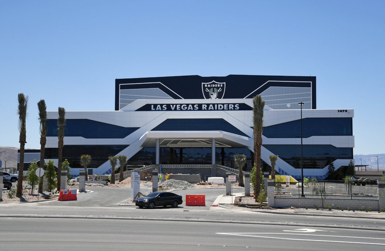 The front entrance of the new Raiders NFL stadium