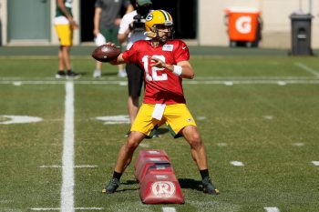 Aaron Rodgers #12 of the Green Bay Packers