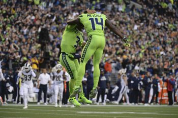 Seattle Seahawks Russell Wilson and wide receiver DK Metcalf