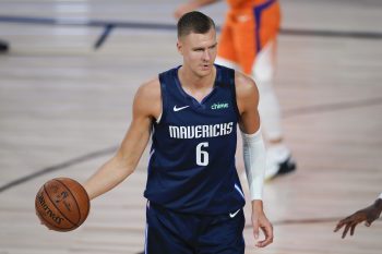 Kristaps Porzingis #6 of the Dallas Mavericks