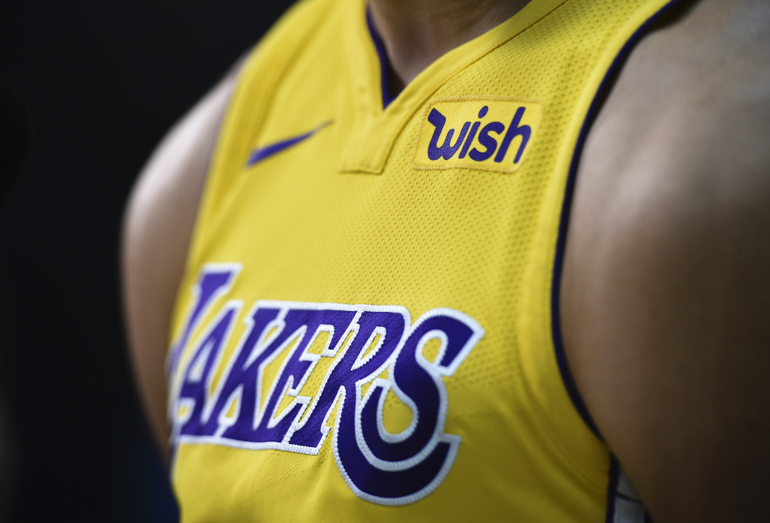 Los Angeles Lakers 2017-18 to 2019-20 Wish Sponsor Patch for Yellow Jersey