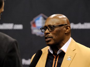 Hall of Famer Floyd Little speaks to the media