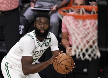 Jaylen Brown of the Boston Celtics shoots the ball