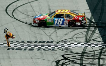 NASCAR Cup Series driver Kyle Busch celebrates a win