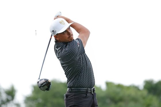 Rickie Fowler tees off during the second round of the 2021 Honda Classic