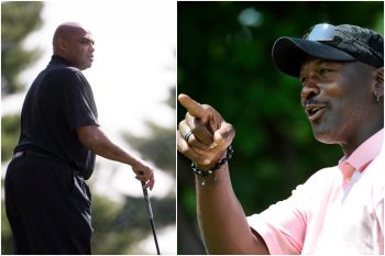 NBA legend Charles Barkley next to Michael Jordan