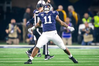 Top 2021 NFL draft prospect Micah Parsons celebrates recording a sack against Memphis.