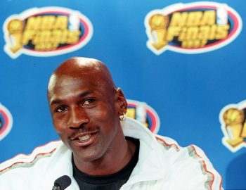 Chicago Bulls legend Michael Jordan speaks during a press conference.