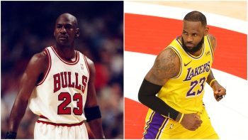 Michael Jordan in November 1997 and LeBron James in February 2021