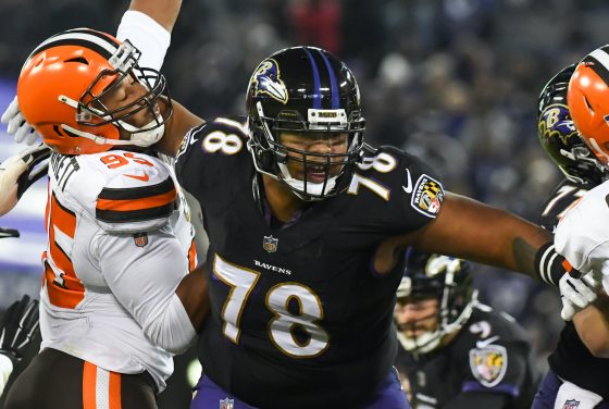 New Kansas City Chiefs guard Orlando Brown during his time with the Baltimore Ravens.