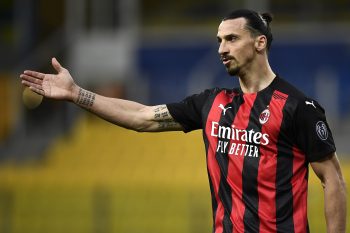 AC MIlan striker Zlatan Ibrahimovic during a 2021 match