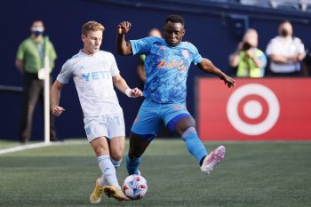 Austin FC Jon Gallagher passes ball