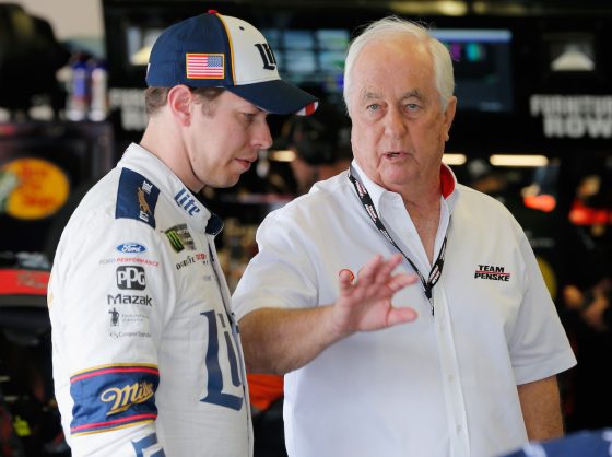 Brad Keselowski and Roger Penske talk before Daytona 500 practice