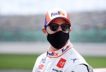 Denny Hamlin waits before race at Kansas