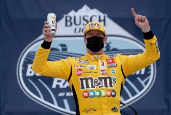 Kyle Busch celebrates win at Kansas