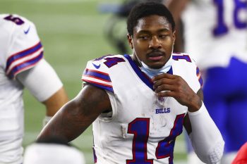 Stefon Diggs of the Buffalo Bills looks on during a game against the New England Patriots at Gillette Stadium on Dec. 28, 2020, in Foxborough, Massachusetts.