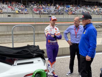 Denny Hamlin waits before race at COTA