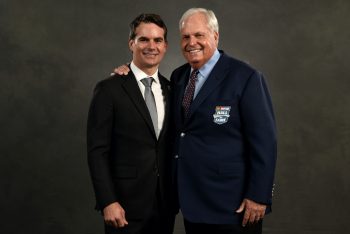 Former NASCAR driver Jeff Gordon and team owner Rick Hendrick