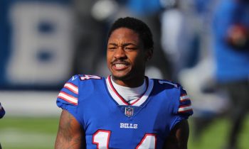 Stefon Diggs of the Buffalo Bills on the field before a game against the Indianapolis Colts at Bills Stadium on Jan. 9, 2021.