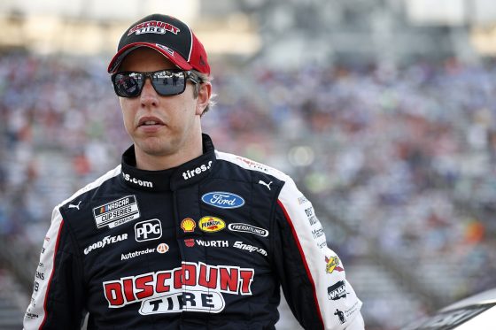 Brad Keselowski waits on the grid prior to the NASCAR All-Star Race at Texas Motor Speedway on June 13, 2021 in Fort Worth, Texas.