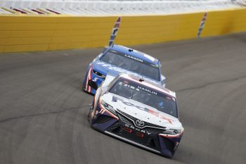 Denny Hamlin and Kyle Larson race